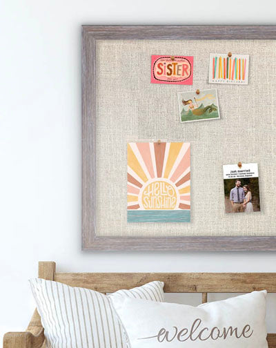 Fabric bulletin boards built right here in our New England workshop - choose from over 100 frame and fabric combinations.