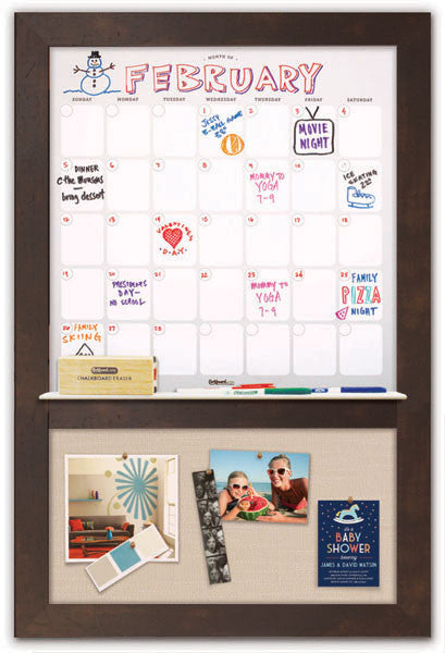 22" x 36" Dry Erase Calendar - Espresso Frame/Khaki