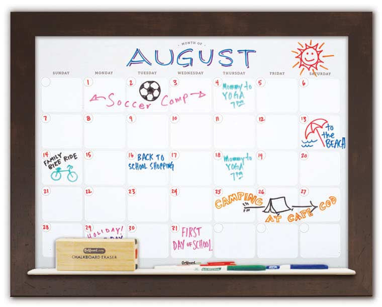 28" x 22" Dry Erase Calendar - Espresso Frame