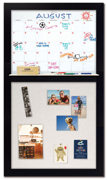 28" x 48" Dry Erase Calendar - Black Frame/Ash Grey