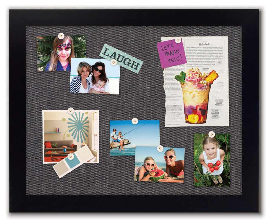 30" x 24" Framed Magnet Board - Black / Pewter