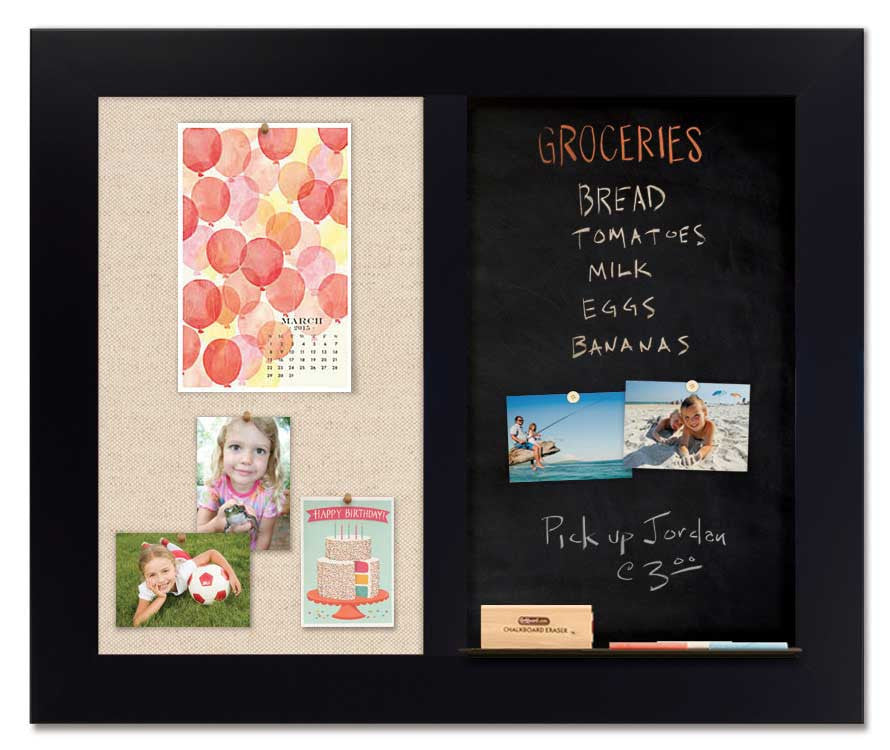 36" x 30" - Chalk Combo Board - Black frame with Linen