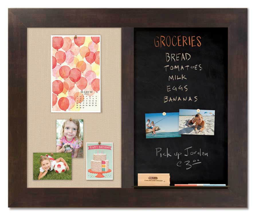 36" x 30" - Chalk Combo Board - Espresso frame with Khaki fabric
