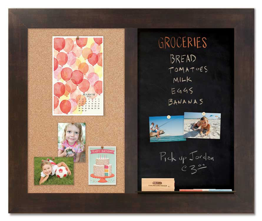 36" x 30" - Chalk Combo Board - Espresso frame with cork