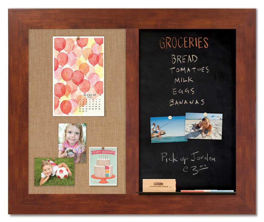 36" x 30" - Chalk Combo Board - Honey frame with Wheat fabric