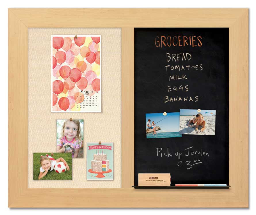 36" x 30" - Chalk Combo Board - Maple frame with Ivory fabric