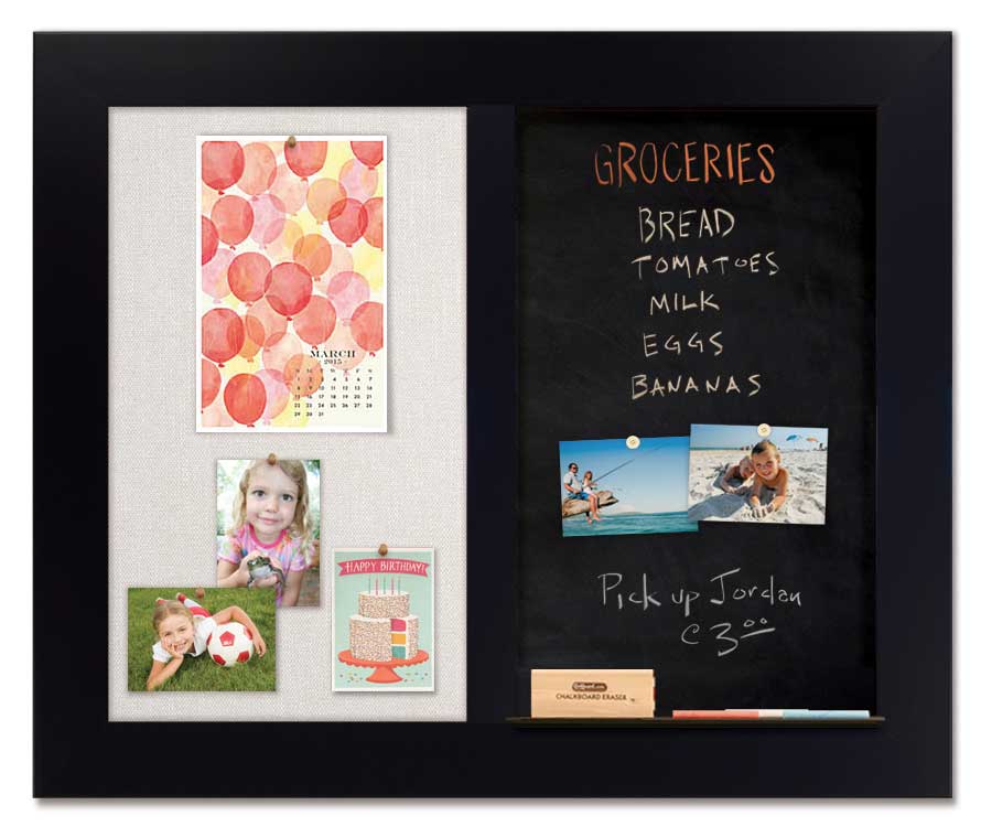 36" x 30" - Chalk Combo Board - Black frame with Ash fabric