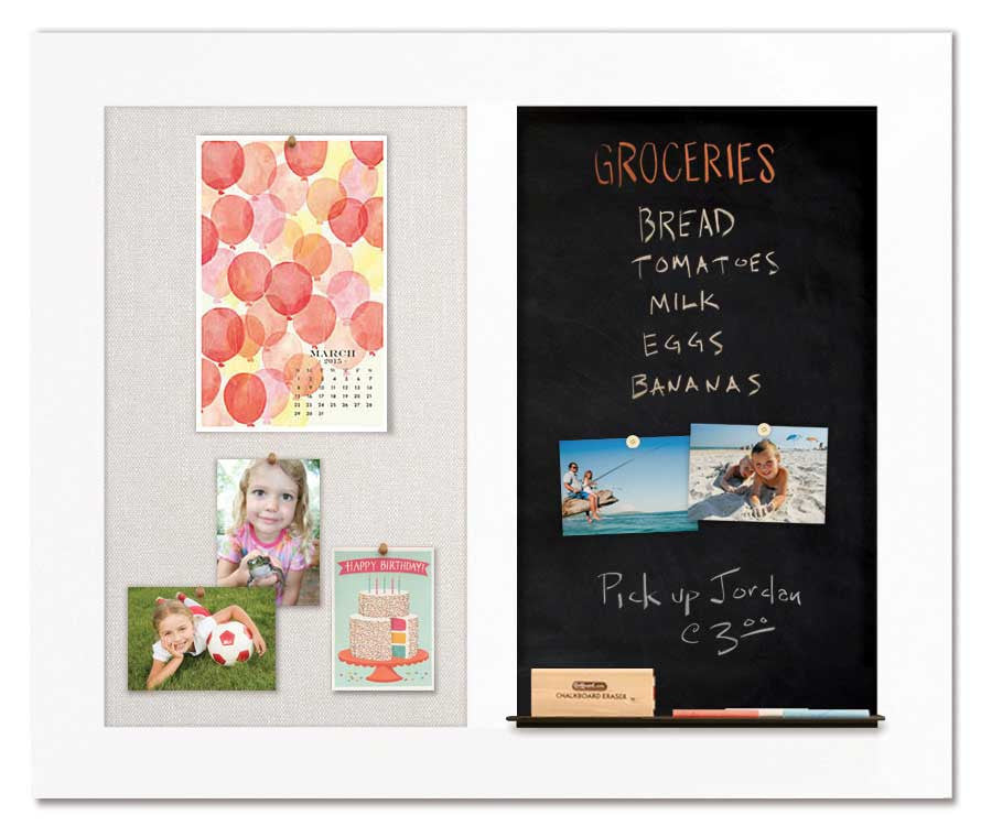 36" x 30" - Chalk Combo Board - White frame with Ash fabric