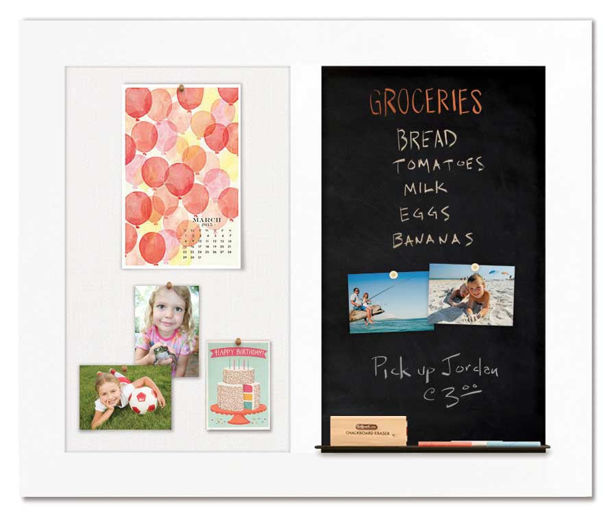 36" x 30" - Chalk Combo Board - White frame with Snow fabric