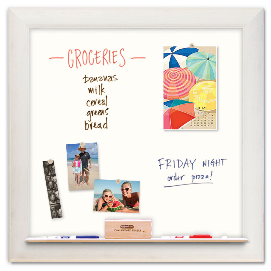 36" x 36" White Board - Weston Driftwood White Frame