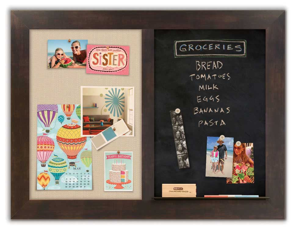 42" x 32" - Chalk Combo Board - Espresso frame with Khaki fabric