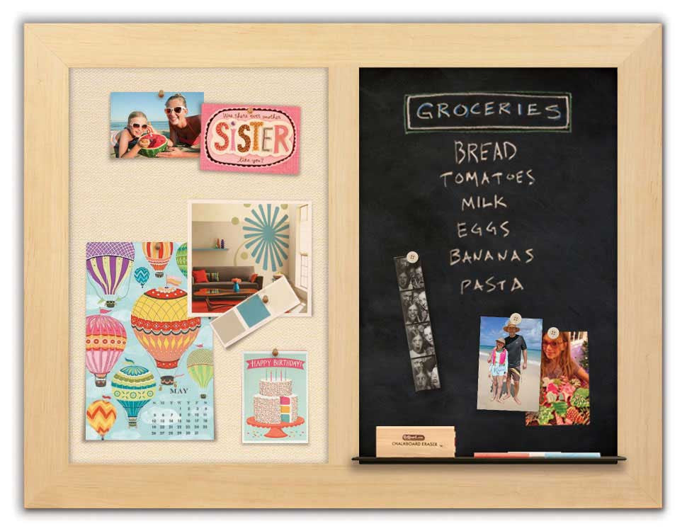 42" x 32" - Chalk Combo Board - Maple frame with Ivory fabric
