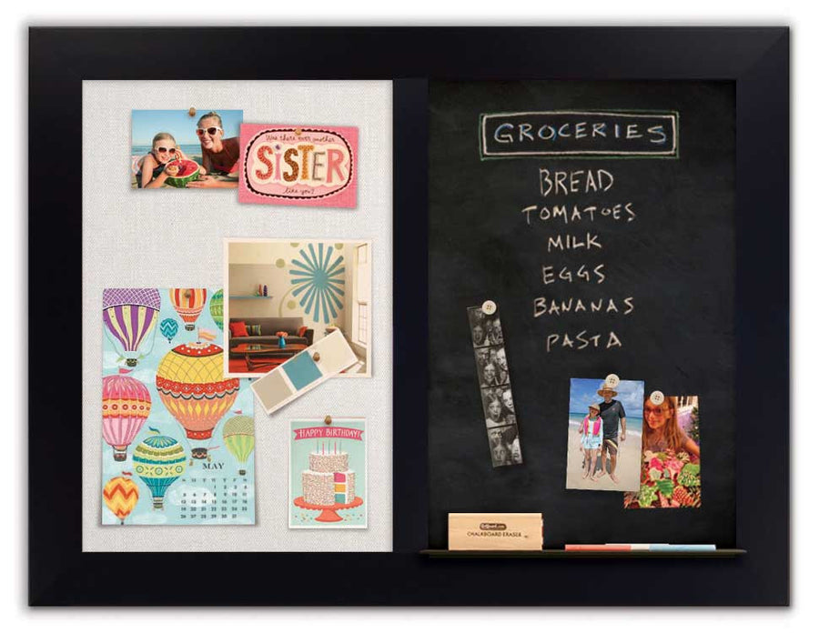 42" x 32" - Chalk Combo Board - Black frame with Ash fabric
