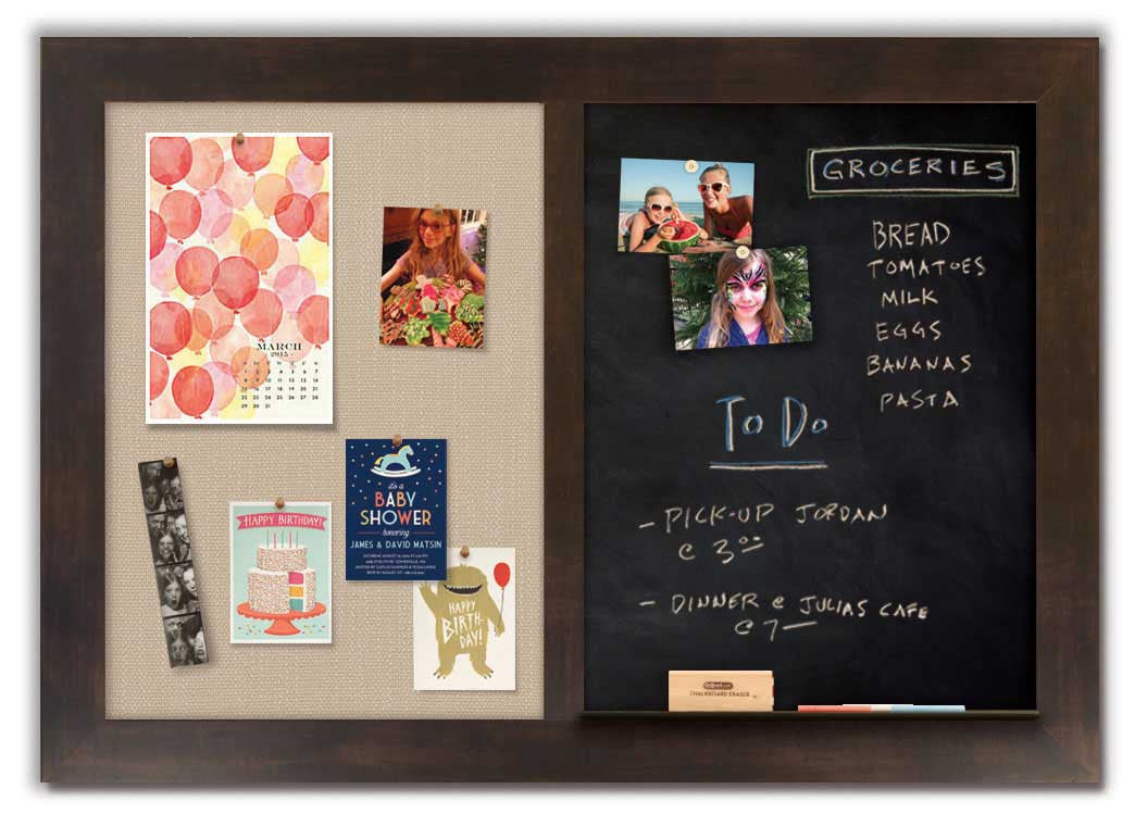48" x 34" - Chalk Combo Board - Espresso frame with Khaki fabric