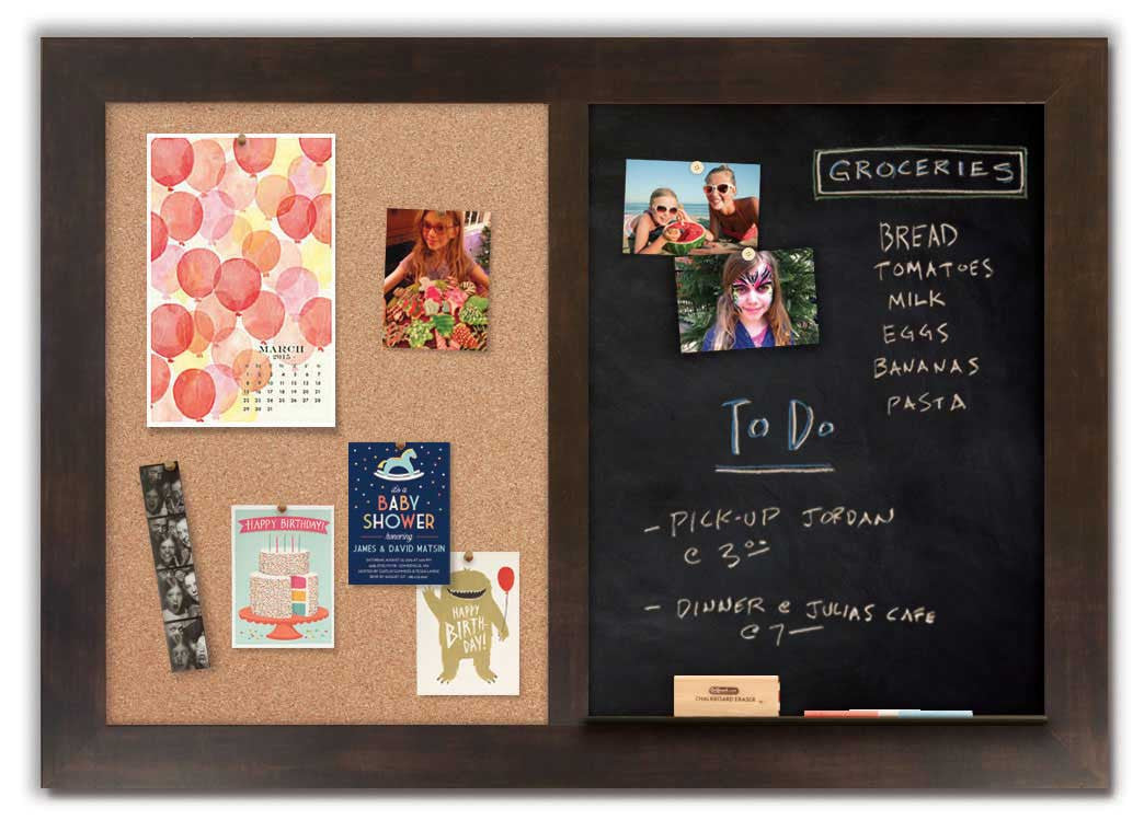48" x 34" - Chalk Combo Board - Espresso frame with cork