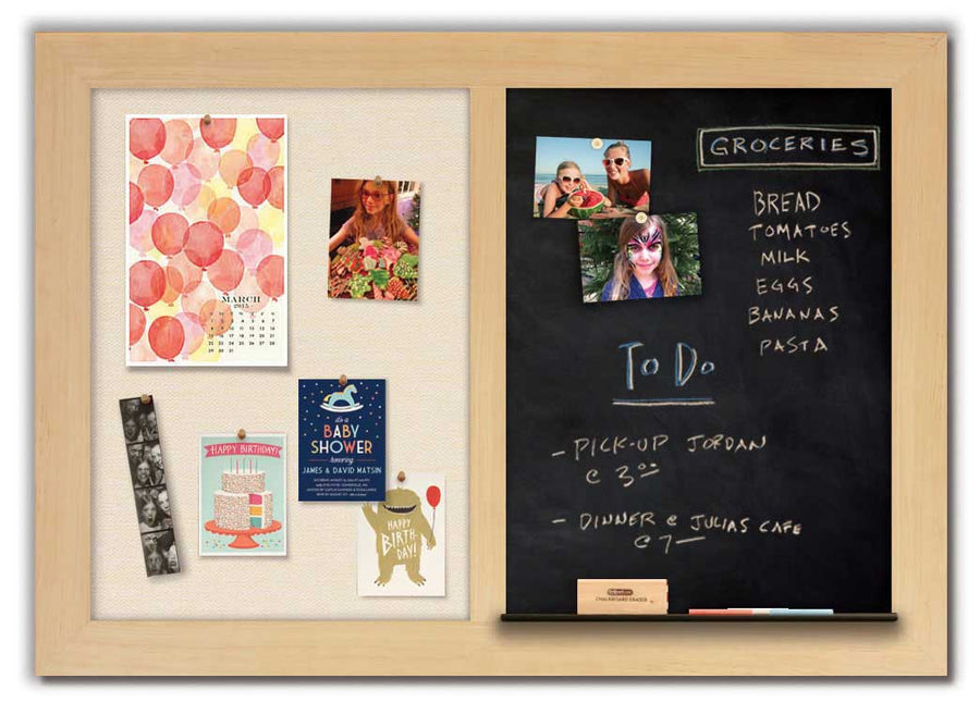 48" x 34" - Chalk Combo Board - Maple frame with Ivory fabric