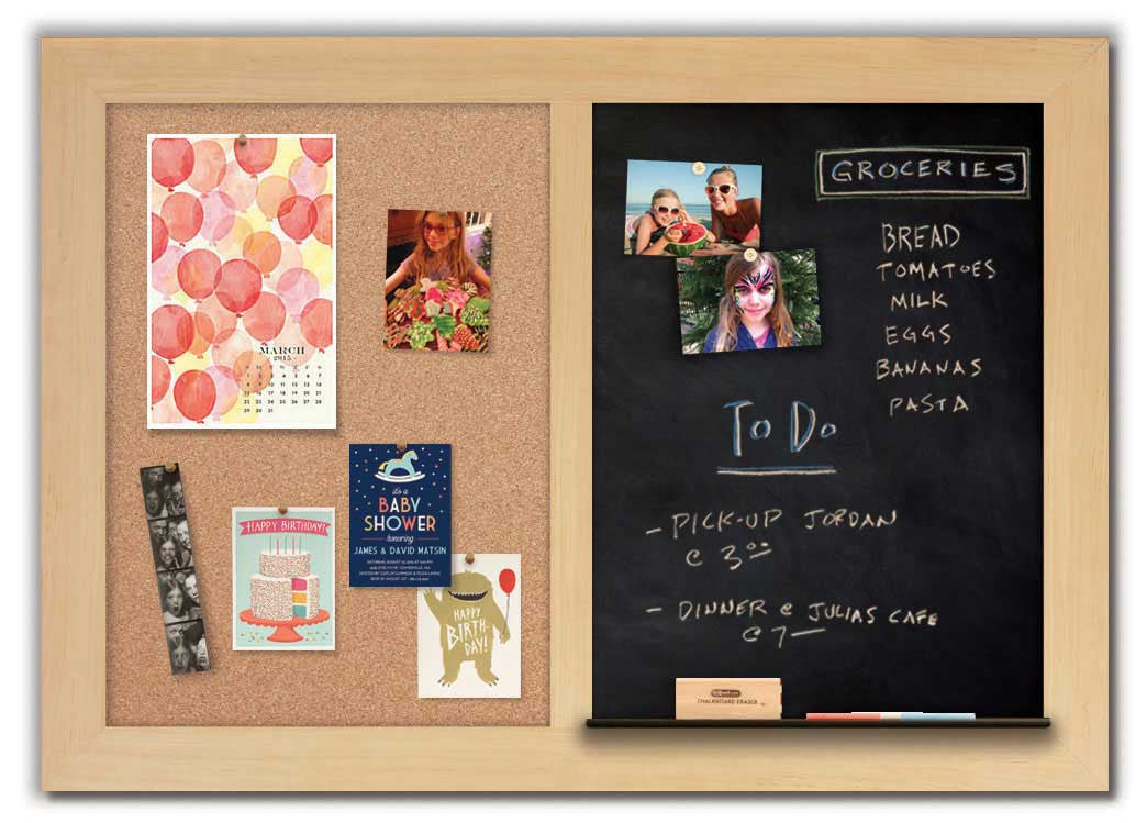 48" x 34" - Chalk Combo Board - Maple frame with cork
