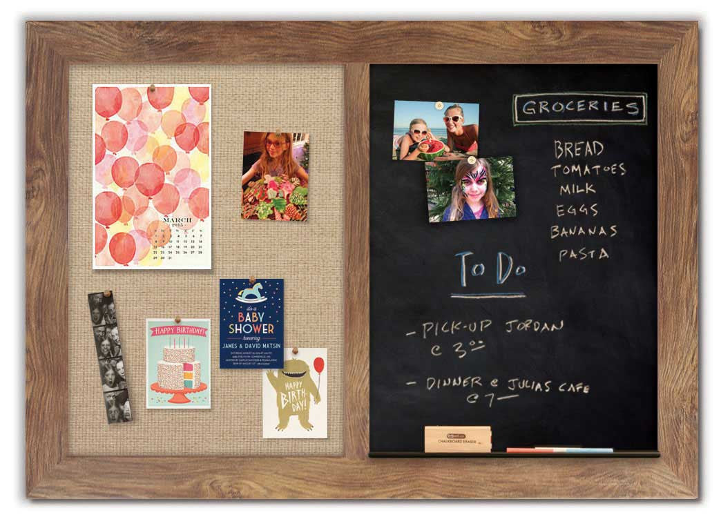 48" x 34" - Chalk Combo Board - Barnboard frame with Burlap fabric
