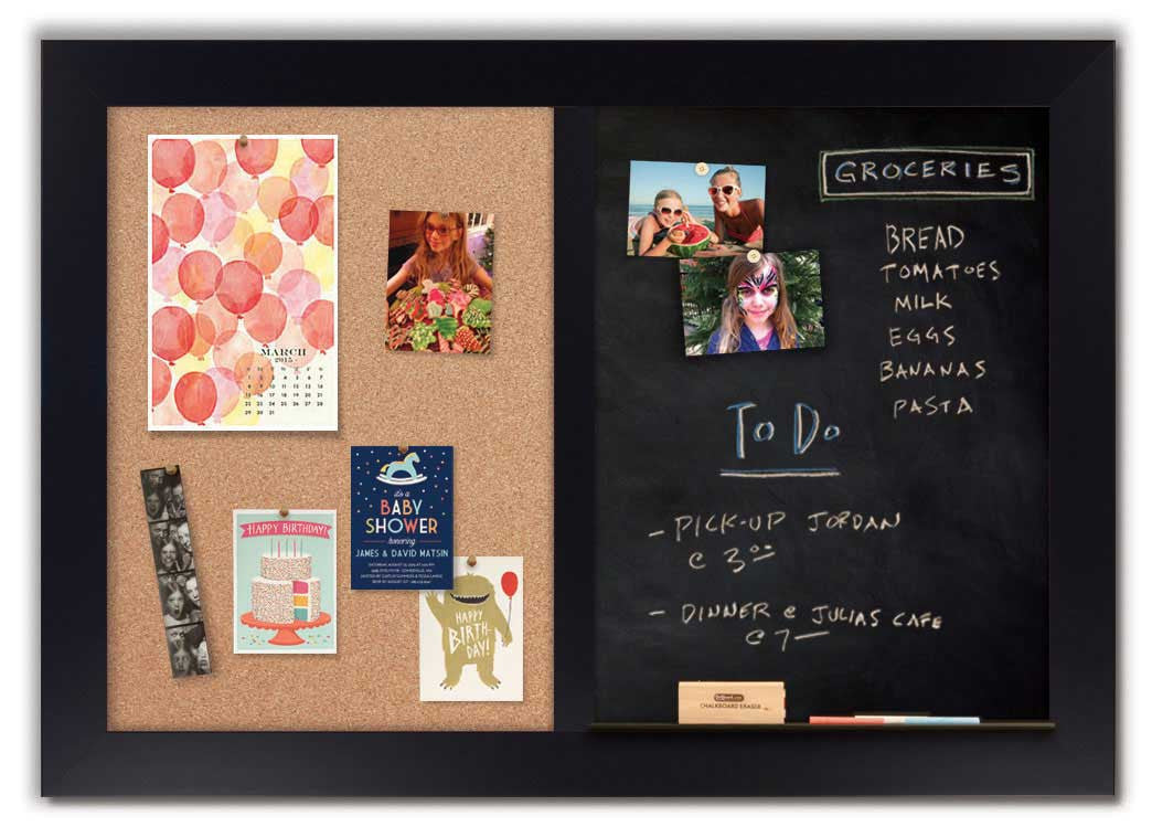 48" x 34" - Chalk Combo Board - Black frame with cork