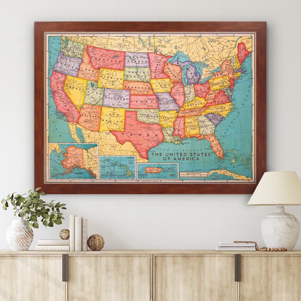 46" x 34" Cork Board US Map | US Travel Map With Pins – Corkboard.com