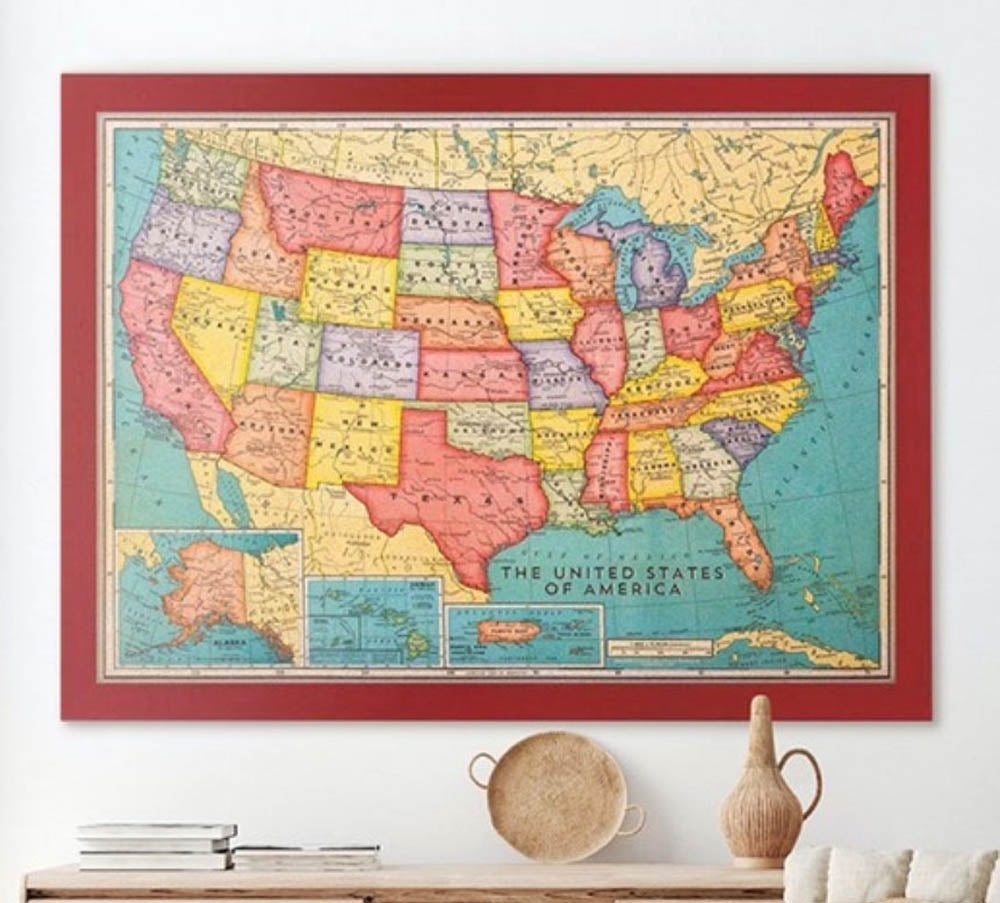 Discover places unknown and places you have traveled to with our cork board maps.