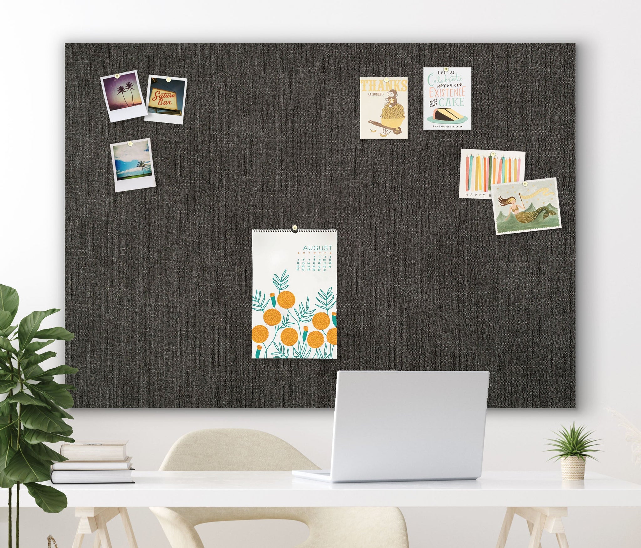 4 THOUGHT Chalkboard Calendar Corkboard Combo, 12 x 16 Small Bulletin  Board Magnetic Calendar Chalkboard for Wall Combination Board Monthly  Planner