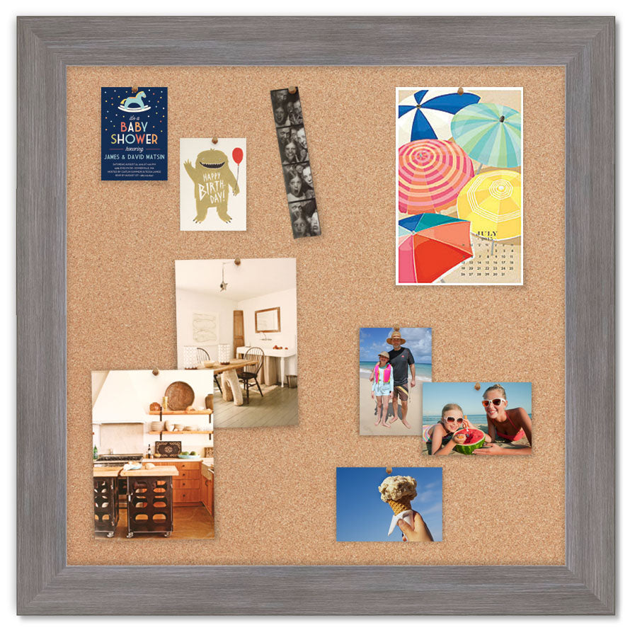 36" x 36" Cork Board - Desert Grey frame