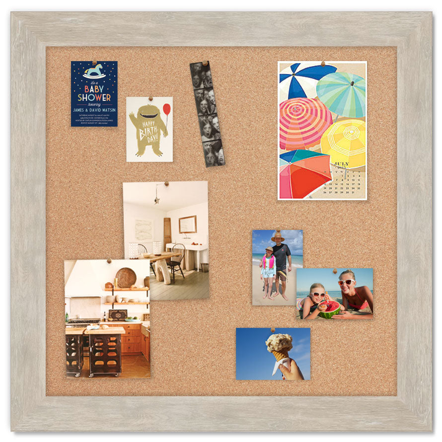 36" x 36" Cork Board - White Oak frame