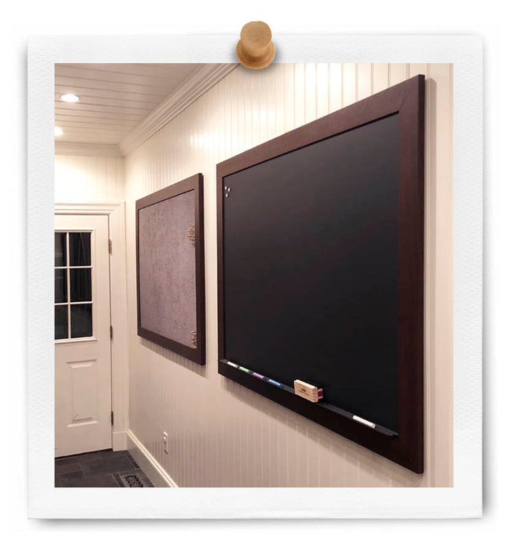 Custom chalkboard and bulletin board built for entry space