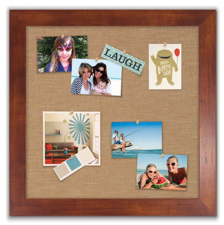 Bulletin Board with Honey frame - Wheat fabric