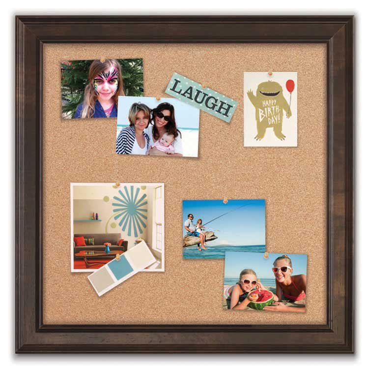 24" x 24" Cork Board - Newport Espresso frame