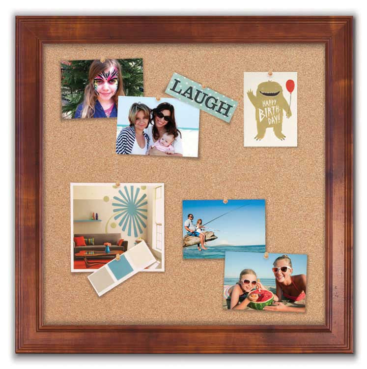 24" x 24" Cork Board - Newport Honey frame