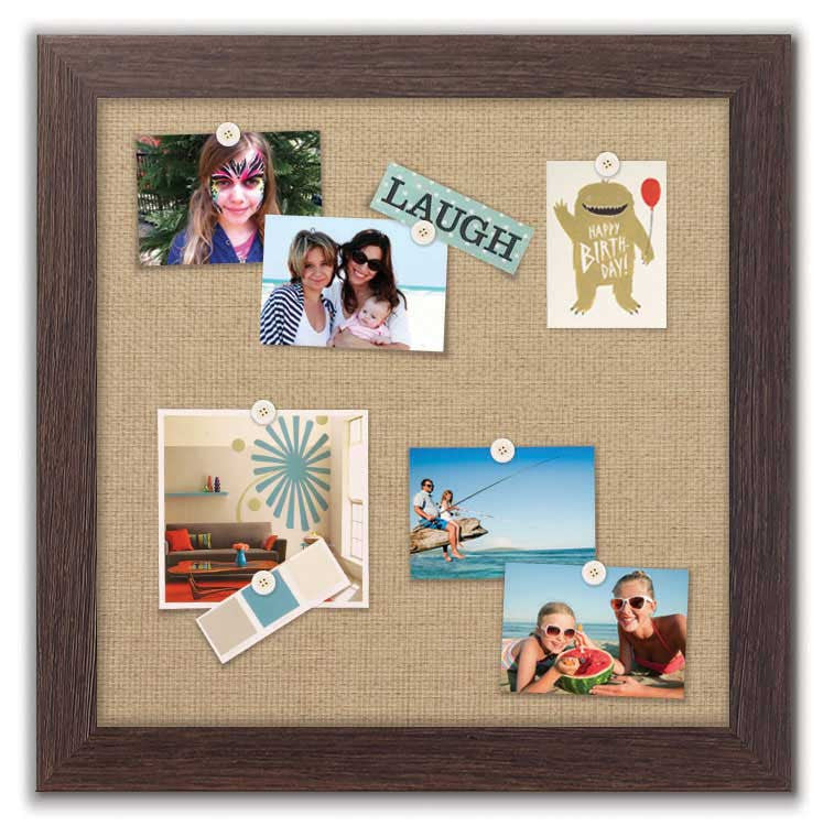 24" x 24" Framed Magnet Board - Boardwalk / Burlap