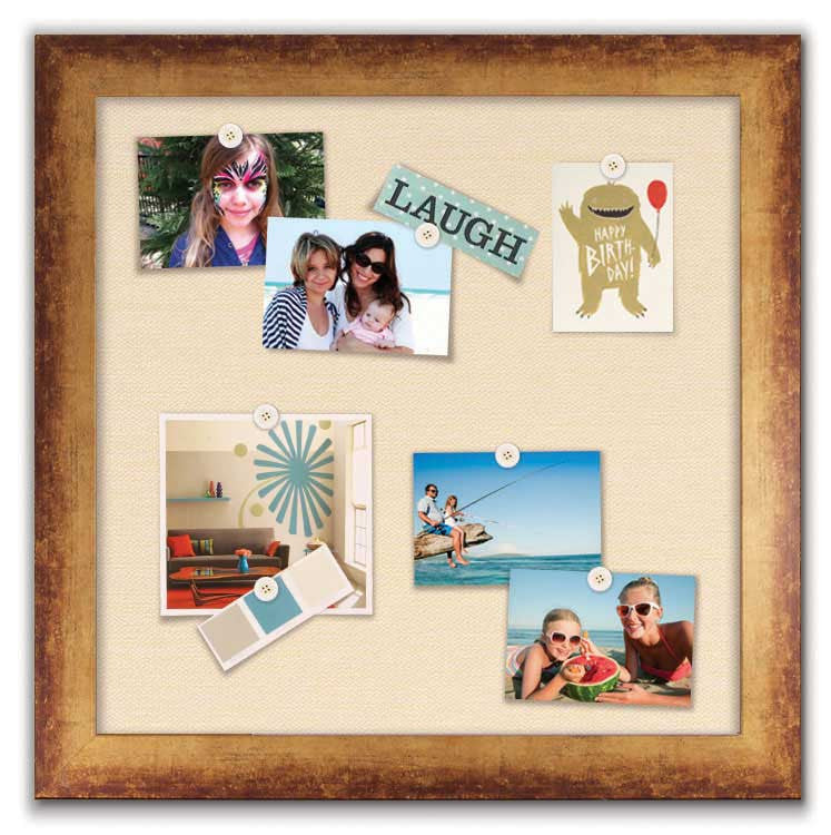 24" x 24" Framed Magnet Board - Gold / Ivory