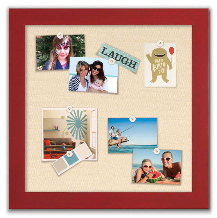 24" x 24" Framed Magnet Board - Red / Ivory