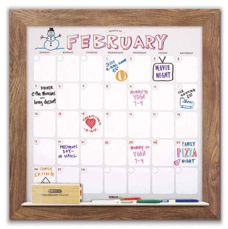 22" x 22" Dry Erase Calendar - Barnboard Frame