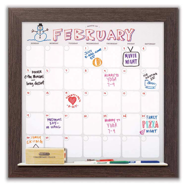 22" x 22" Dry Erase Calendar - Boardwalk Frame