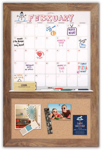 22" x 36" Dry Erase Calendar - Barnboard Frame/Cork