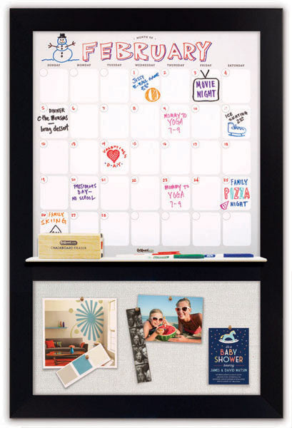 22" x 36" Dry Erase Calendar - Black Frame/Ash Grey