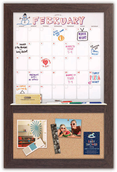 22" x 36" Dry Erase Calendar - Boardwalk Frame/Cork