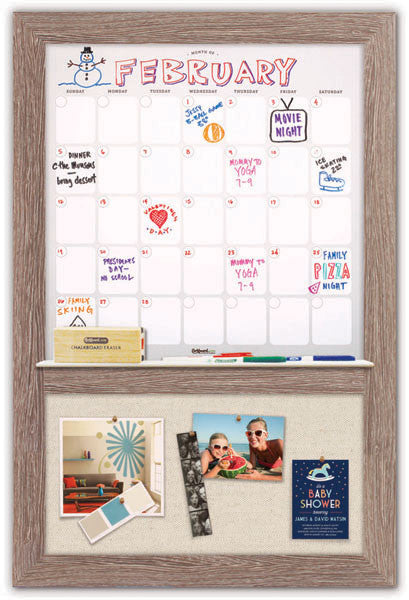 22" x 36" Dry Erase Calendar - Barnboard Frame/Twine
