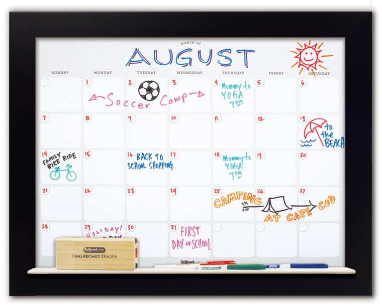 28" x 22" Dry Erase Calendar - Black Frame