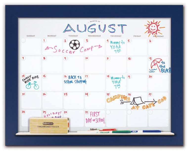 28" x 22" Dry Erase Calendar - Blue Frame