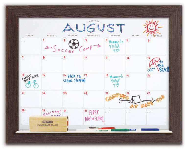 28" x 22" Dry Erase Calendar - Boardwalk Frame