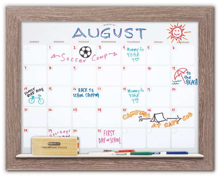 28" x 22" Dry Erase Calendar - Driftwood Frame