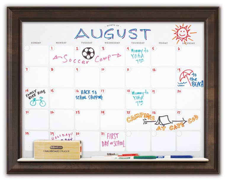 28" x 22" Dry Erase Calendar - Newport Espresso Frame