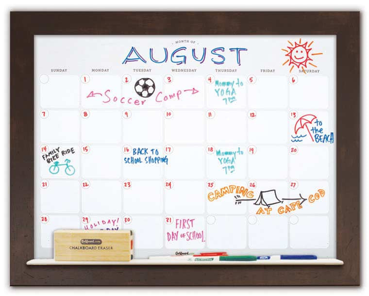 Chalkboard Calendar with Notes Wall Decals Wall Stickers - Bed