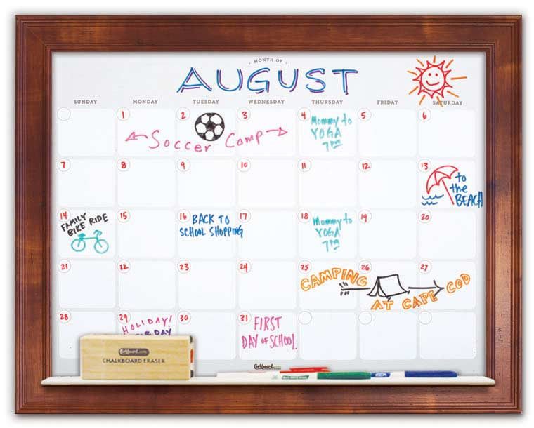 28" x 22" Dry Erase Calendar - Newport Honey Frame