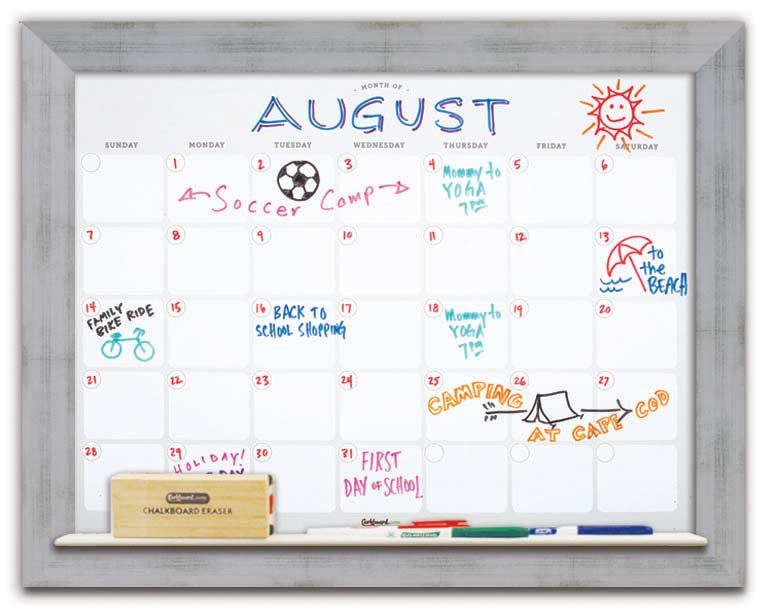 28" x 22" Dry Erase Calendar - Torino Silver Frame