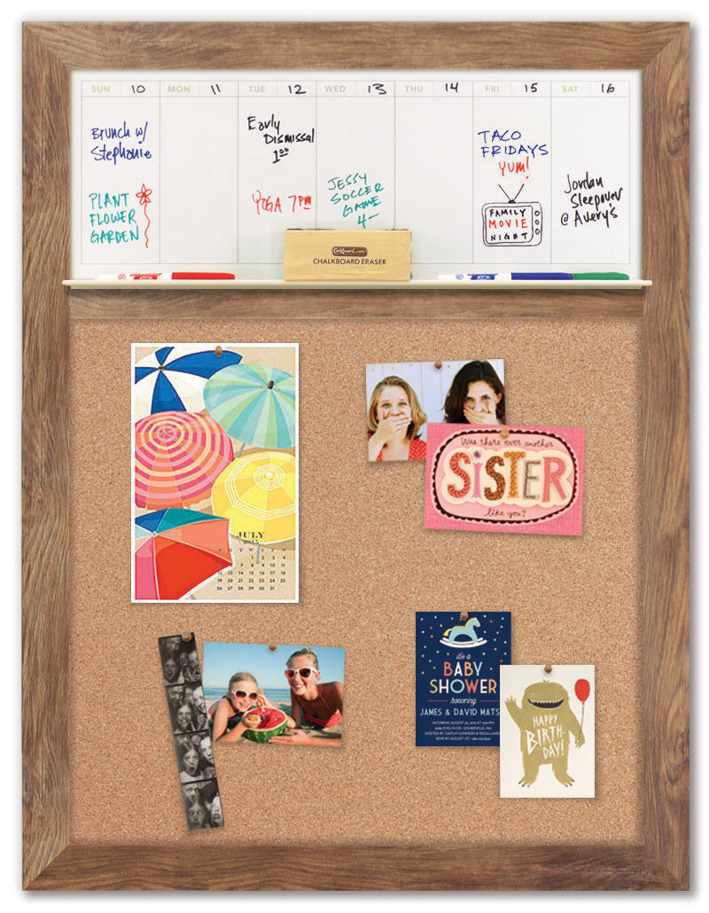 28" x 36" Weekly Dry Erase Calendar - Barnboard Frame/Cork